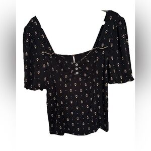 Free People Bosanova Printed Sweetheart Crop Top Women’s XL- Cottagecore FLAW